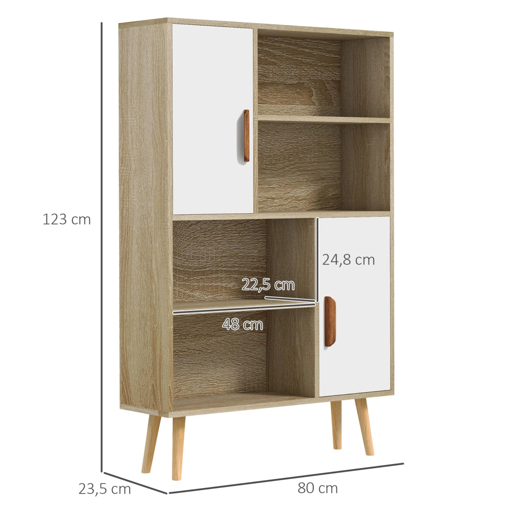 Libreria 4 nicchie 2 ante scaffale ¨C zephmum ¨C 80x24x123 cm legno massello rovere