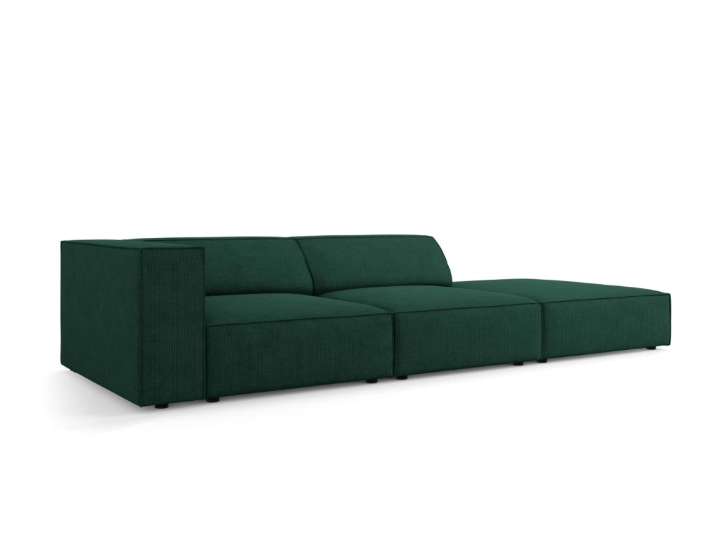 Cosmopolitan Design - Divano destro "Arendal" 4 posti in ciniglia con effetto a coste verde bottiglia 