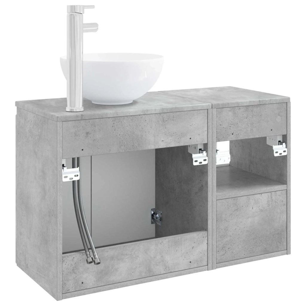 Set di mobili per il bagno 2 pz Grigio Cemento 3404027