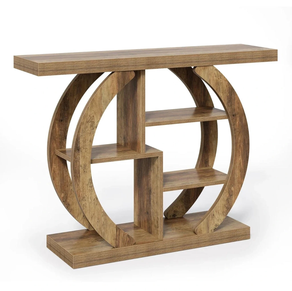 Tavolo consolle con 4 ripiani; 108 cm; in legno marrone