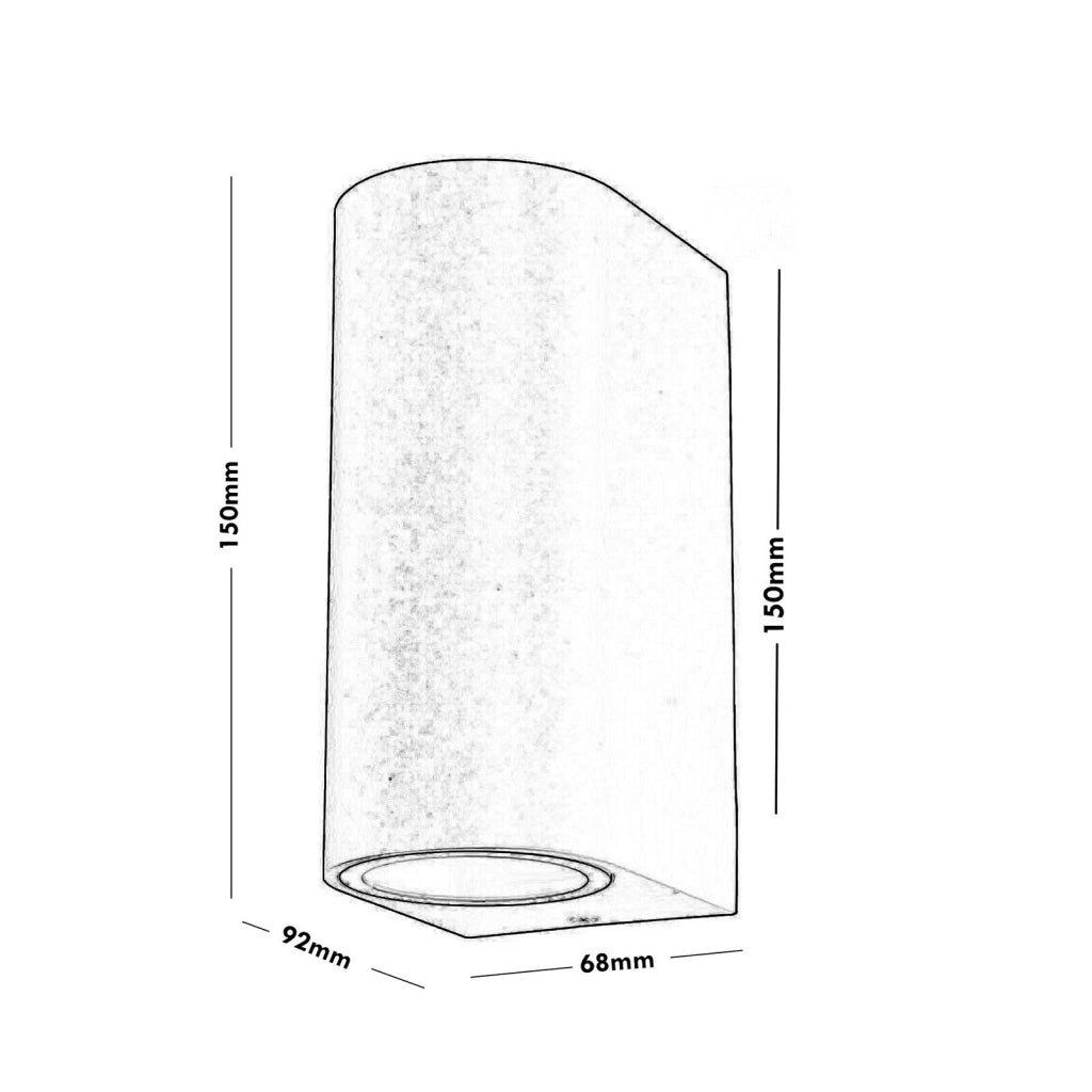 Applique lampada da parete a muro a biemissione con doppio attacco per lampadine a led GU10 faretto moderno illuminazione esterni interni IP65 Bianco