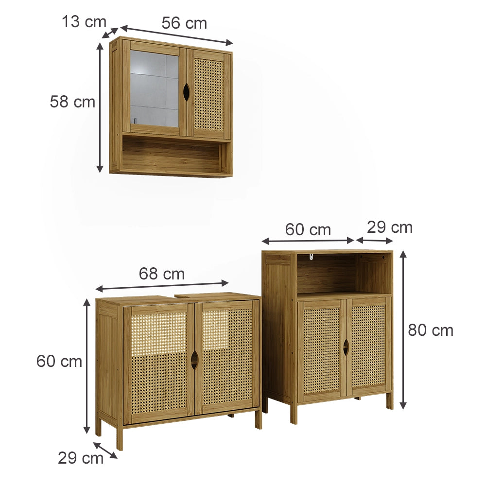 Set di mobili da bagno Liora Bambù 3 parti Vicco