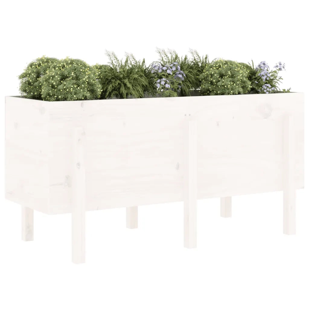 Fioriera | Cassetta per fiori | Vaso Rialzata da Giardino Bianca 121x50x57 cm Massello Pino