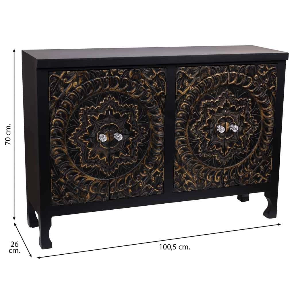 Credenza in legno con 4 porte 100,5x26x70