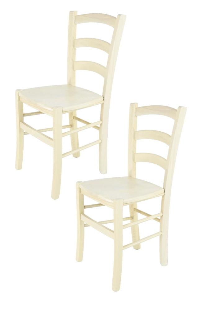 Set 2 Sedie Venice Tommychairs, robusta struttura in legno di faggio verniciata in anilina bianca e seduta in legno