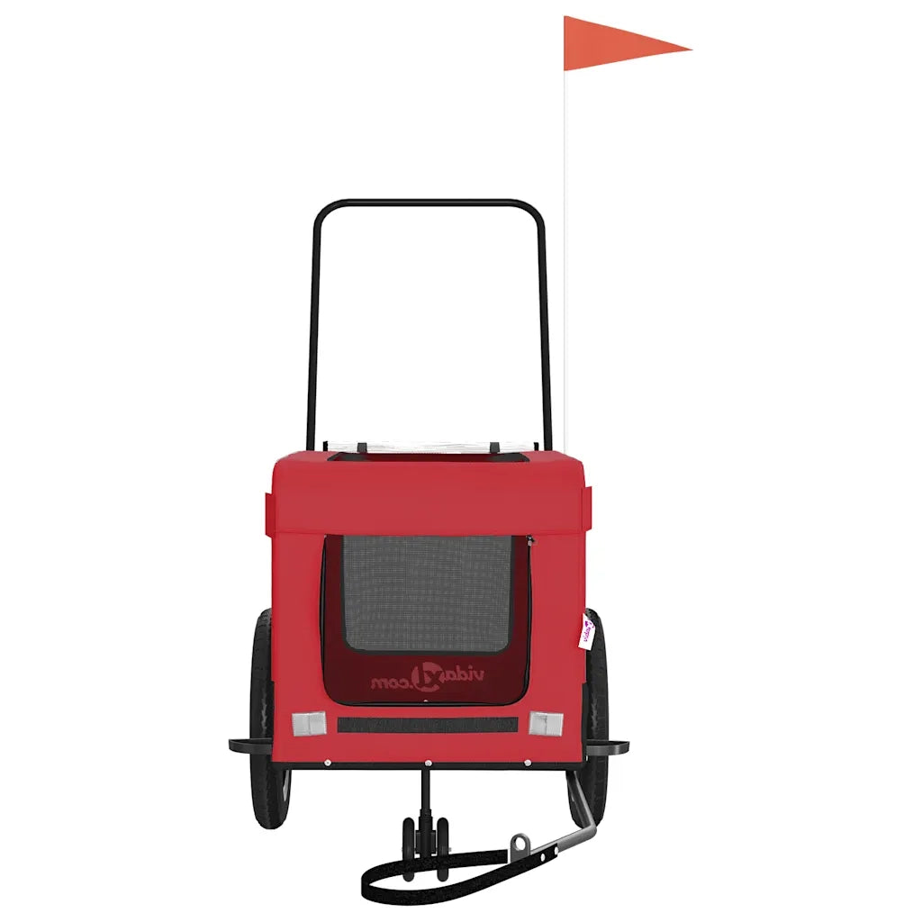 Rimorchio da Bici per Animali Rosso e Nero Oxford e Ferro CFW7977276