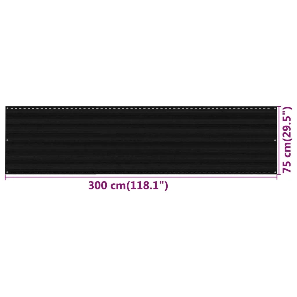Paravento da Balcone Nero 75x300 cm in HDPE 311028