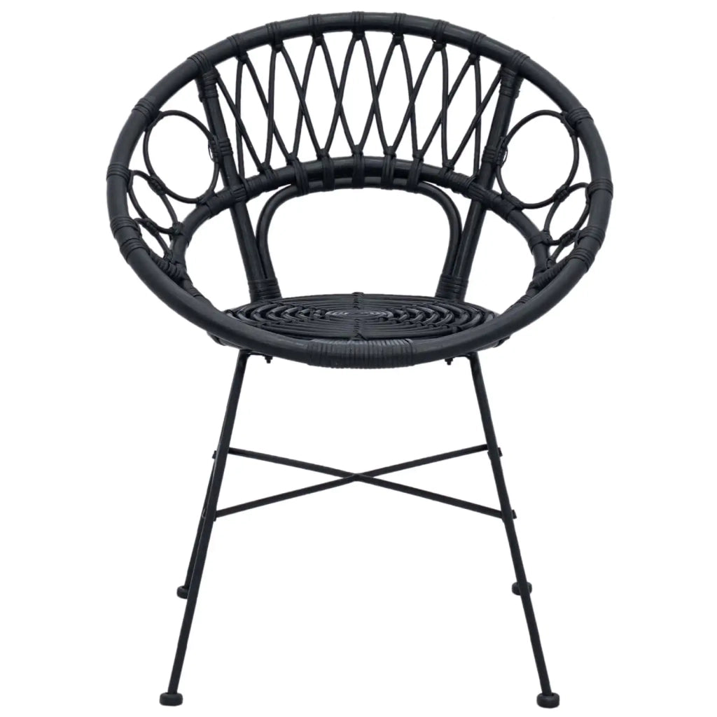 Sedia da pranzo 2 pcs Rattan e Ferro Nero 54 x 65 x 82 cm
