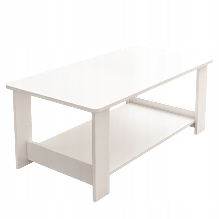 Tavolino bianco moderno con ripiano, salotto, loft, grande 100 cm