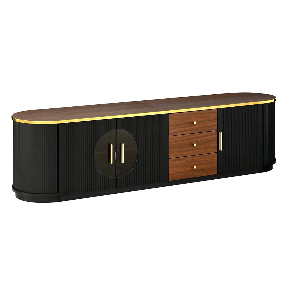 Mobile TV Lowboard ¨C MINIMAL ¨C Vetro Marrone, MDF, Maniglie in Alluminio, Design con Scanalature