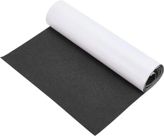 Matrice autoadesiva - 40 x 220 cm - tessuto vellutato - supporto sotto la box - asciugamano per tavolo - autoadesivo - cornice per foto - gambe per sedia - gambe per tavolo - 1 mm di spessore - nero