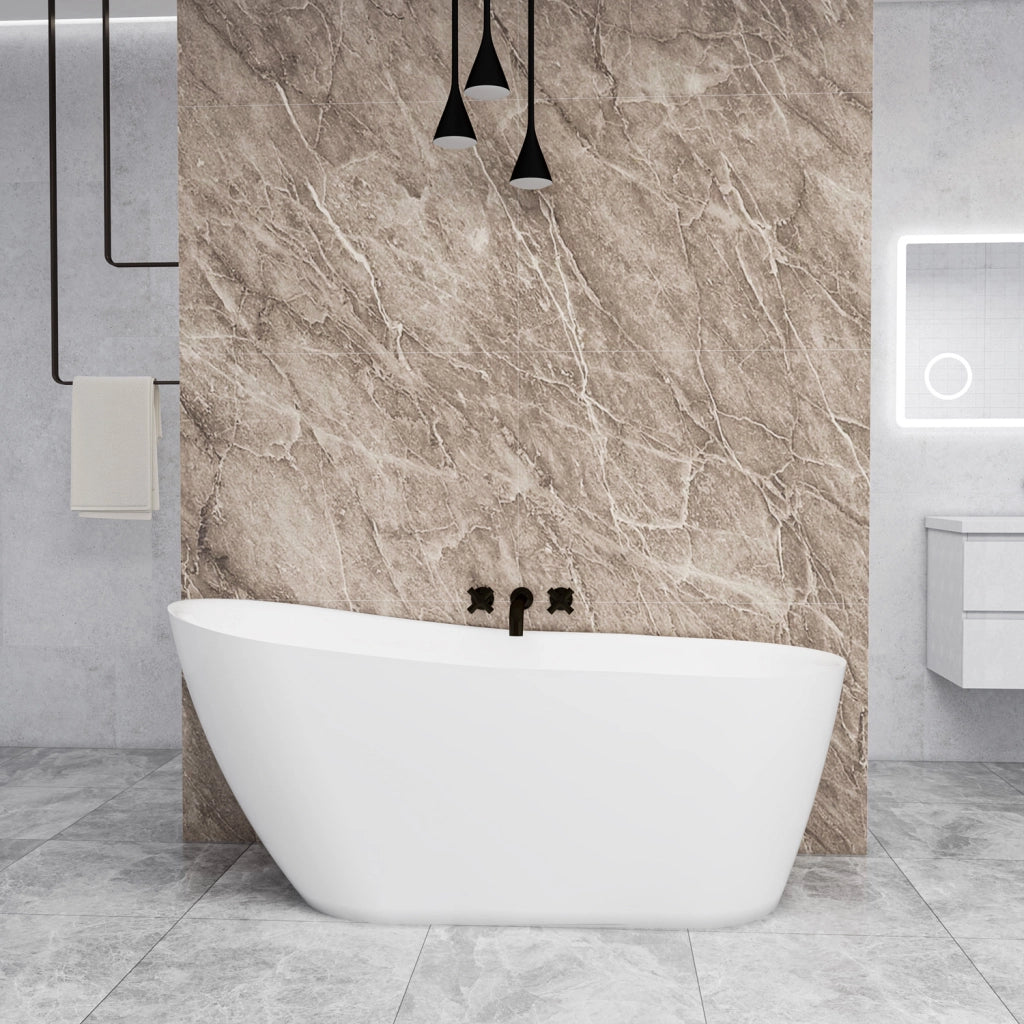 Vasca da Bagno a Isola 170x78x73 cm Vasca da Bagno Freestanding in Acrilico Bianco Ovale Irregolare