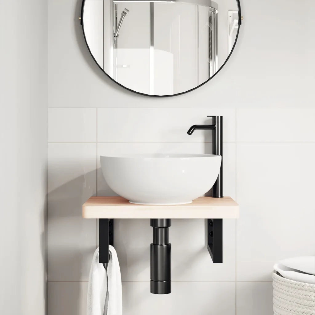 Reggimensole per Lavabo 2 pz Nere Rettangolari in Acciaio 4007269