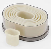 Set di stampi per biscotti in nylon, forma ovale e liscia, bianco, diametro 4,5 - 12,3 cm, 7 pezzi