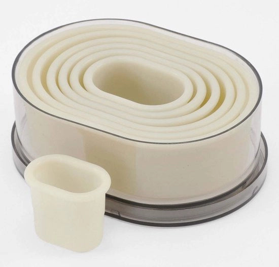 Set di stampi per biscotti in nylon, forma ovale e liscia, bianco, diametro 4,5 - 12,3 cm, 7 pezzi