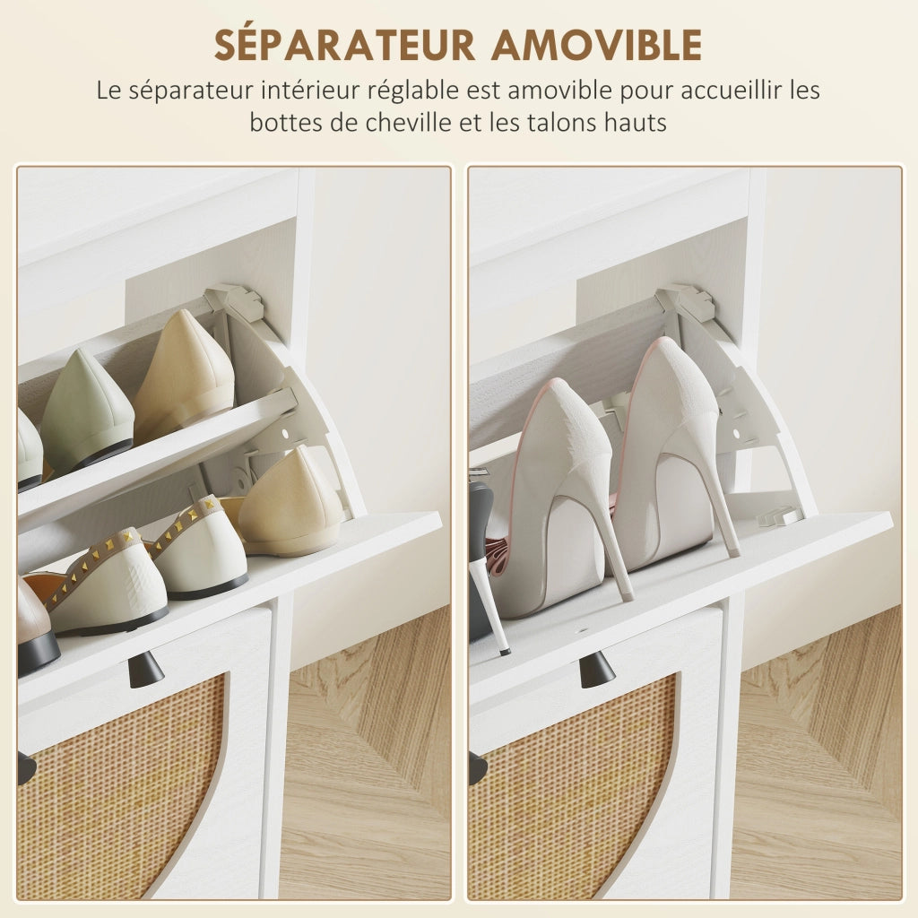 Scarpiera con ripiano regolabile ¨C zephmum ¨C bianco 105x24x97.5 cm