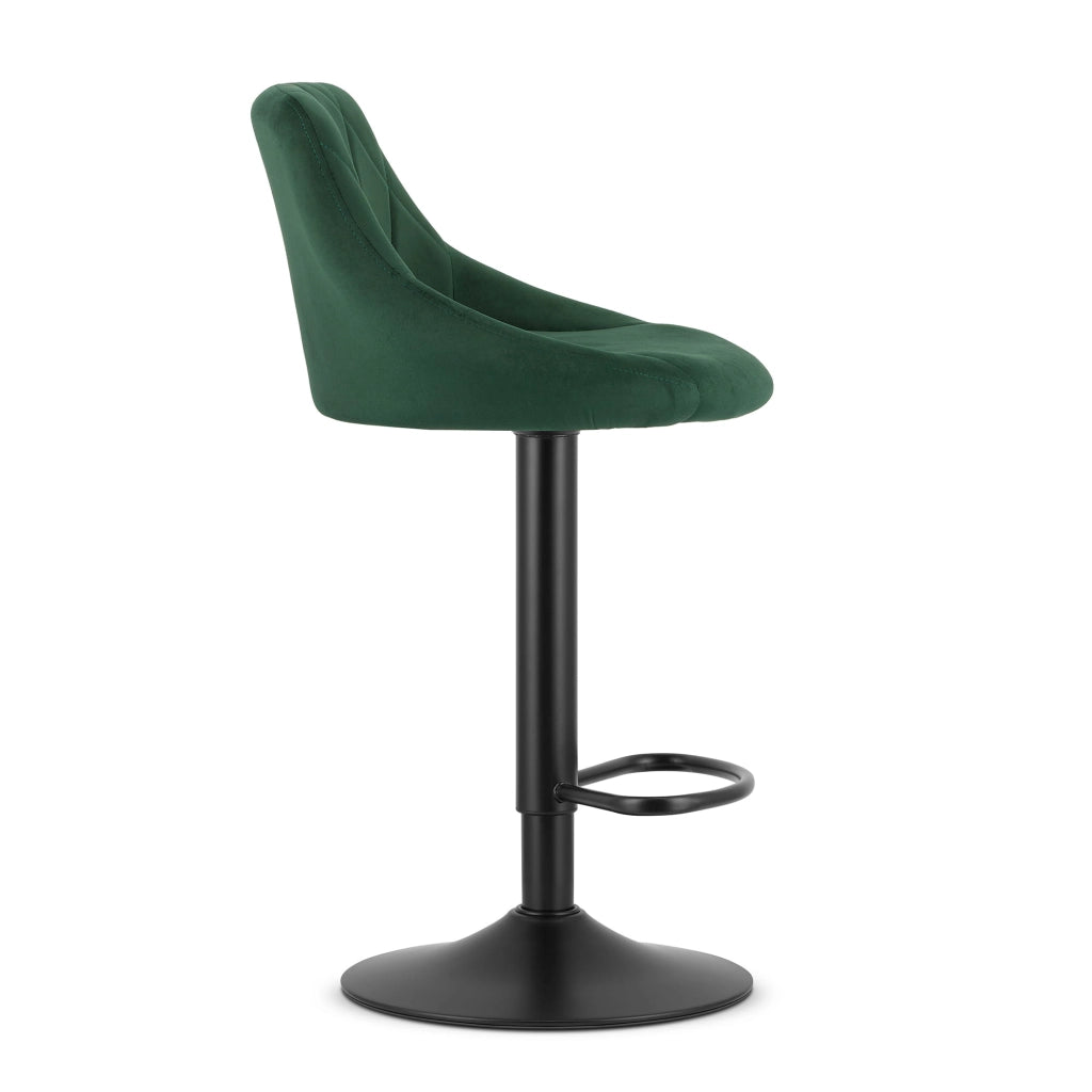 Sgabello girevole VALORA DAKA - Velluto verde con base nera x 2