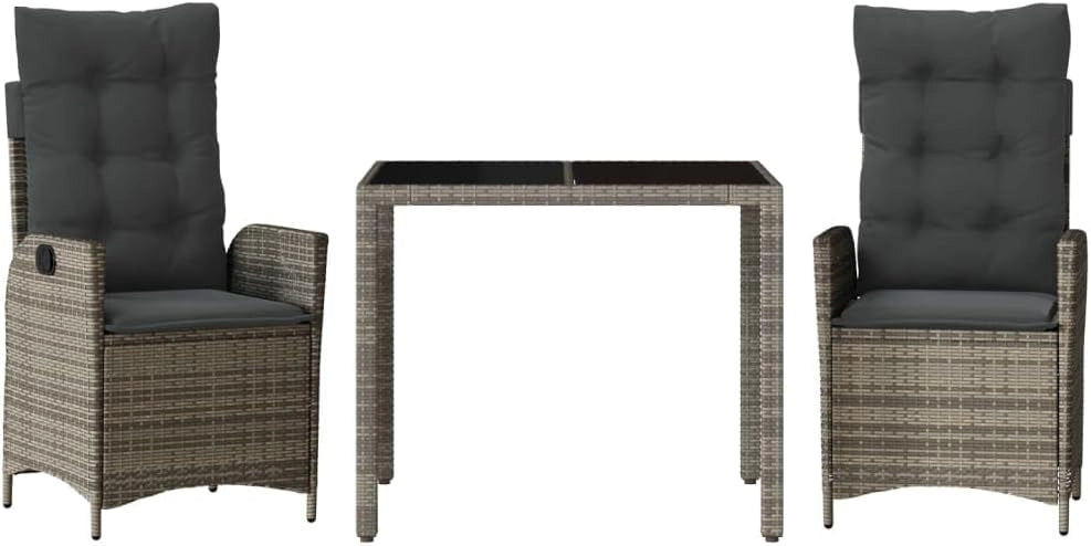 3213076 - Set da pranzo da giardino in rattan sintetico grigio, set tavolo e sedie da giardino, tavolo da terrazza e sedie, set da giardino, mobili da giardino