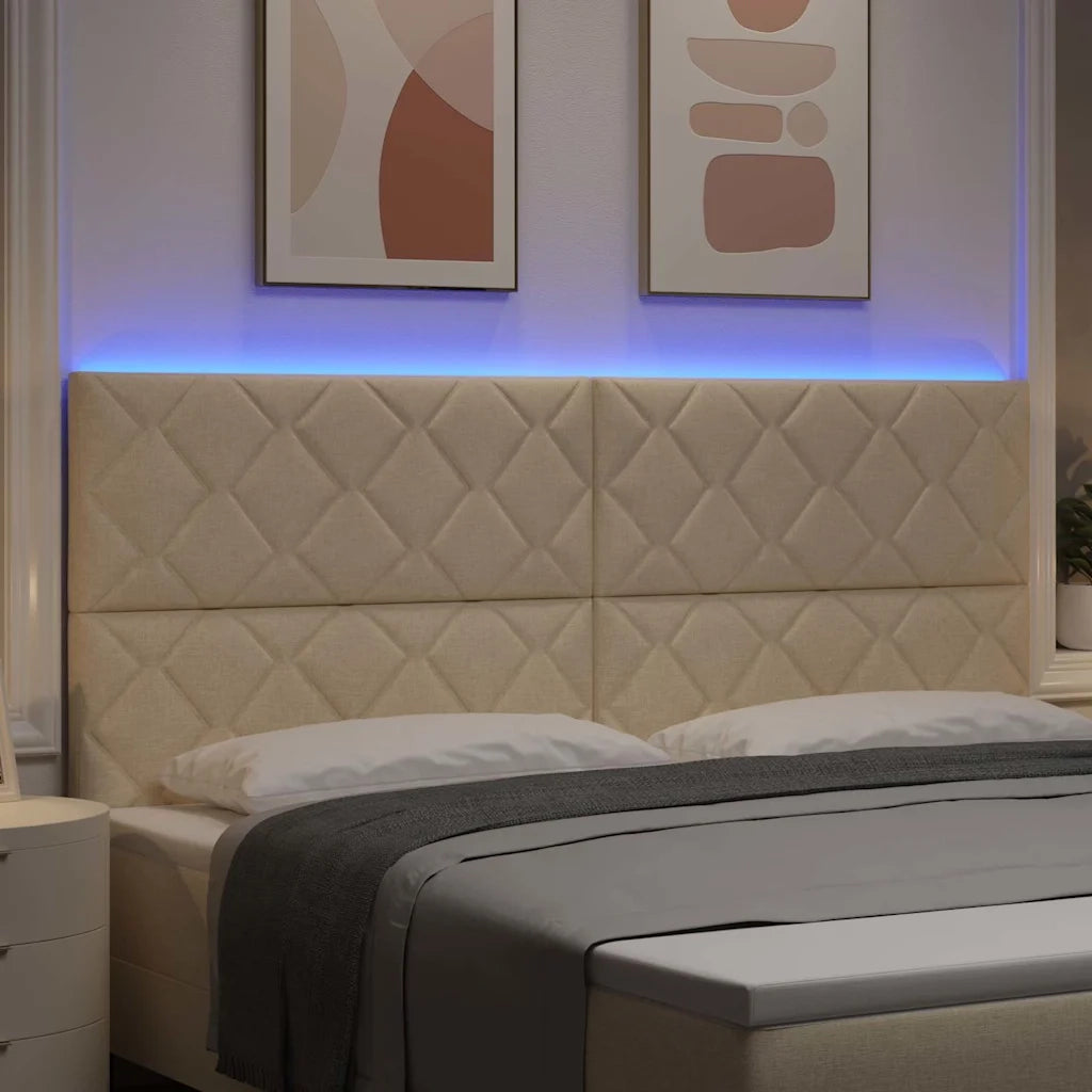 Testiera LED Crema 200 cm Tessuto 3338558