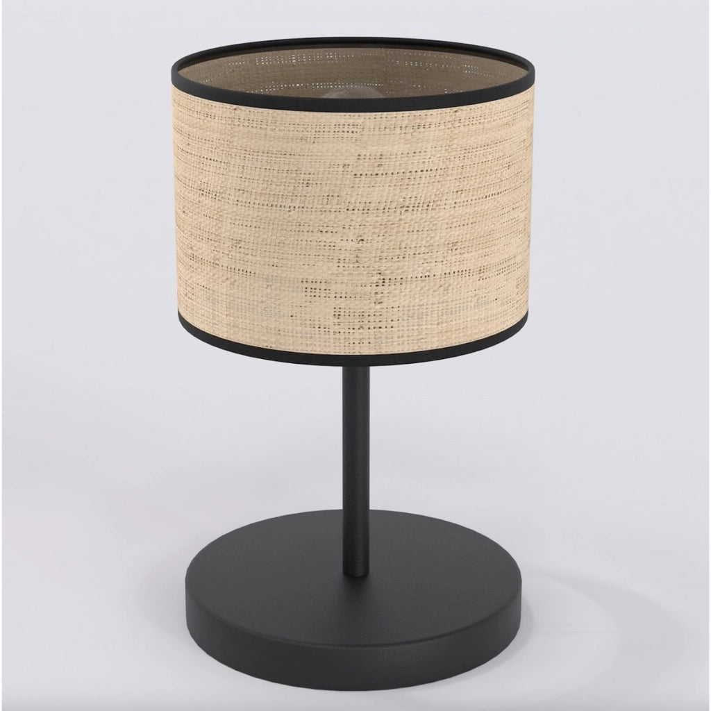 Lampada da tavolo ECO in acciaio nero e rattan
