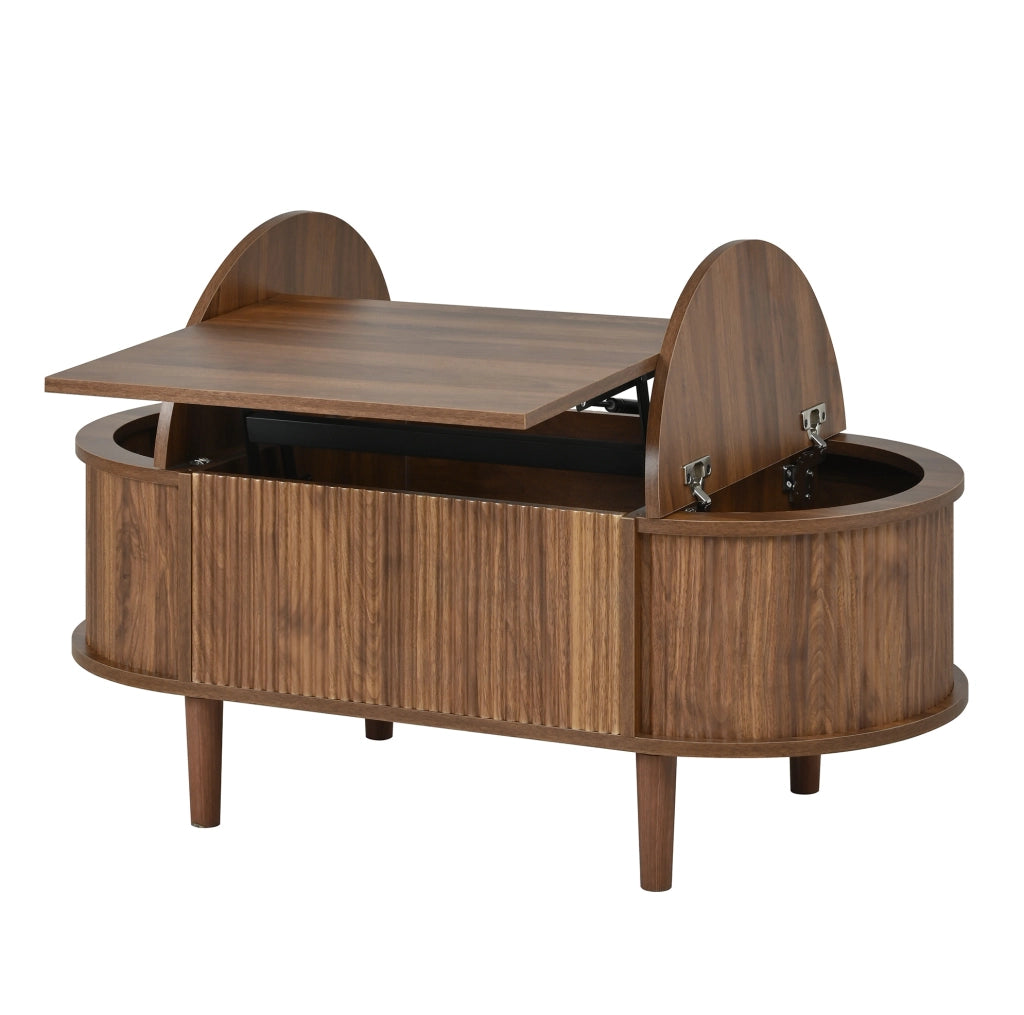 Tavolino da caffè 100x48 cm noce in MDF; piano sollevabile