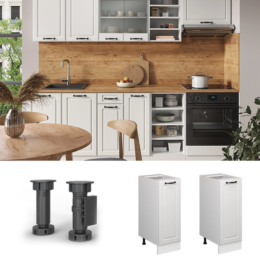 Armadio cucina dispensa alto R-Line Bianco rustico/Bianco 30 cm, PL Rovere Vicco