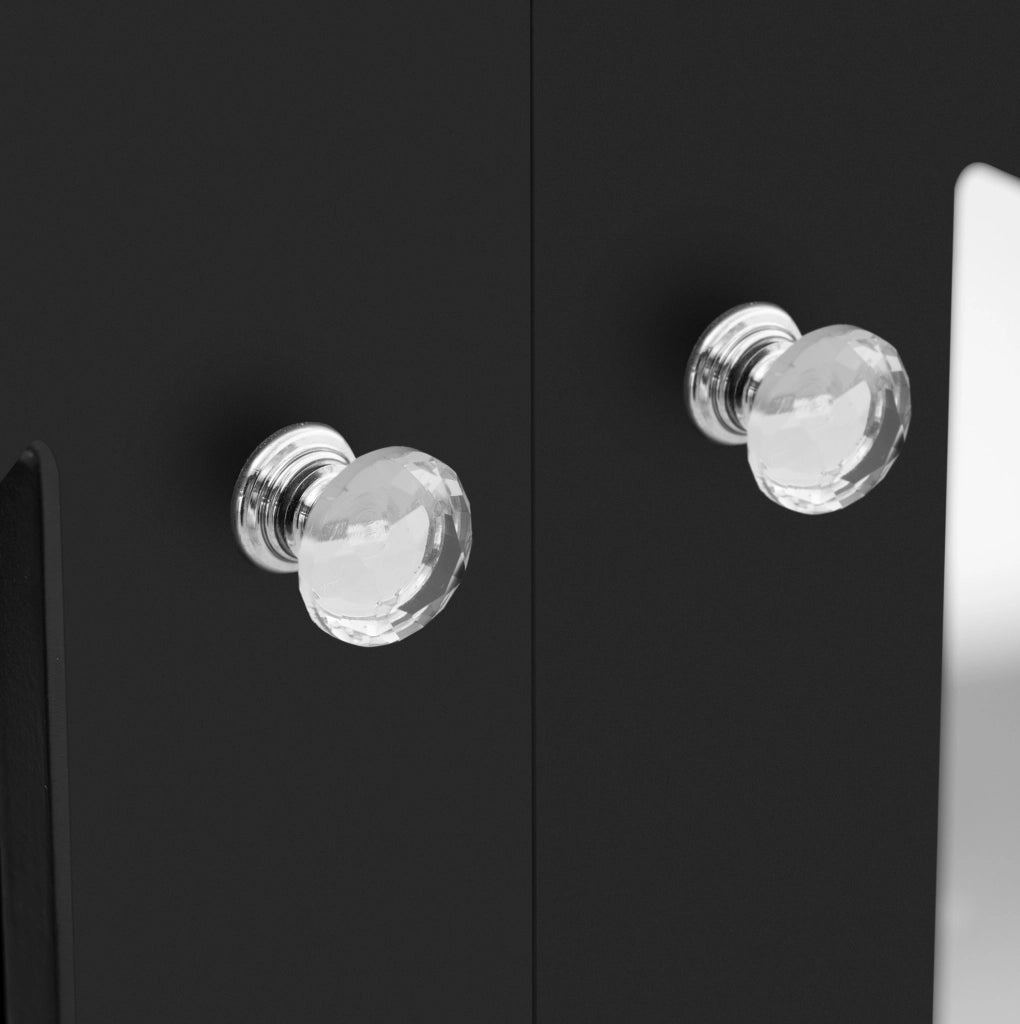 Credenza nera a specchio 160 cm con 4 ante e ripiani mobili