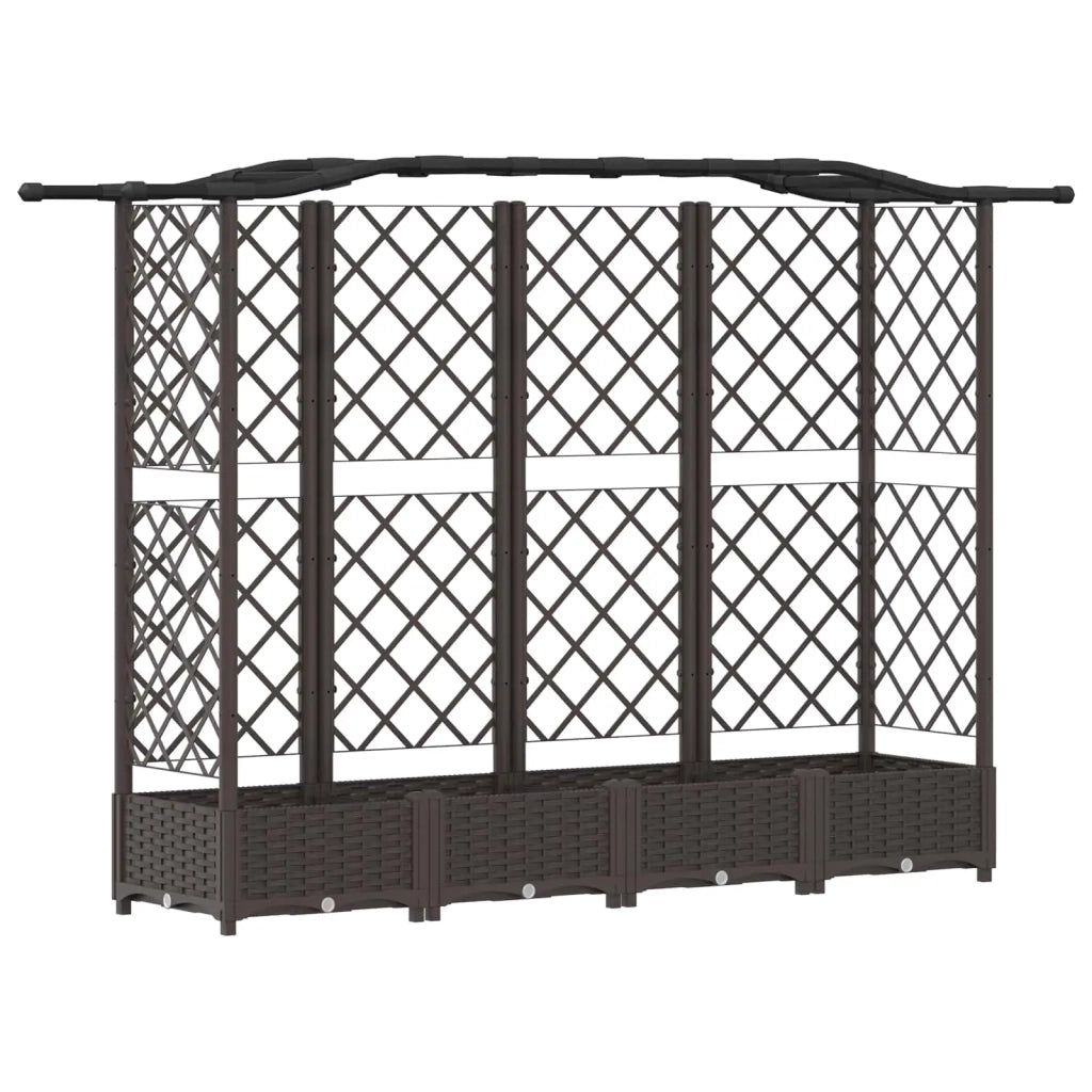 Letto Rialzato con Griglia e Tetto Marrone 203,5 x 40 x 125 cm 42032511