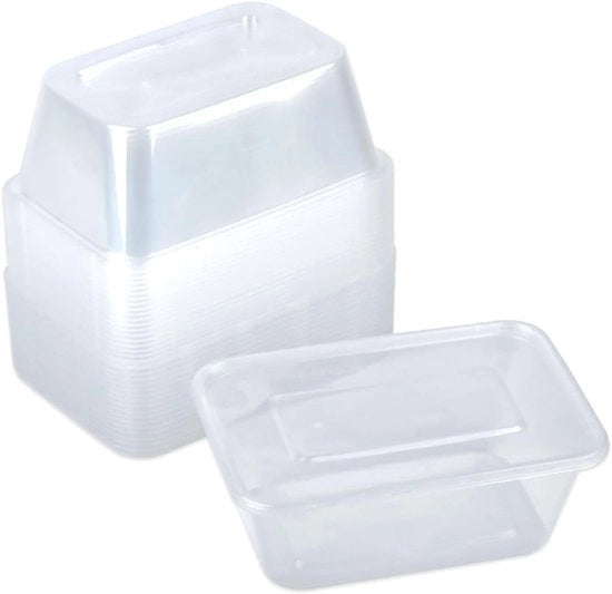 25 Contenitori di Cibo Riconducibili con Coperchio, 900ml Preparazione Pasti, Stivaggio, Resistente a Microonde e Congelatore
