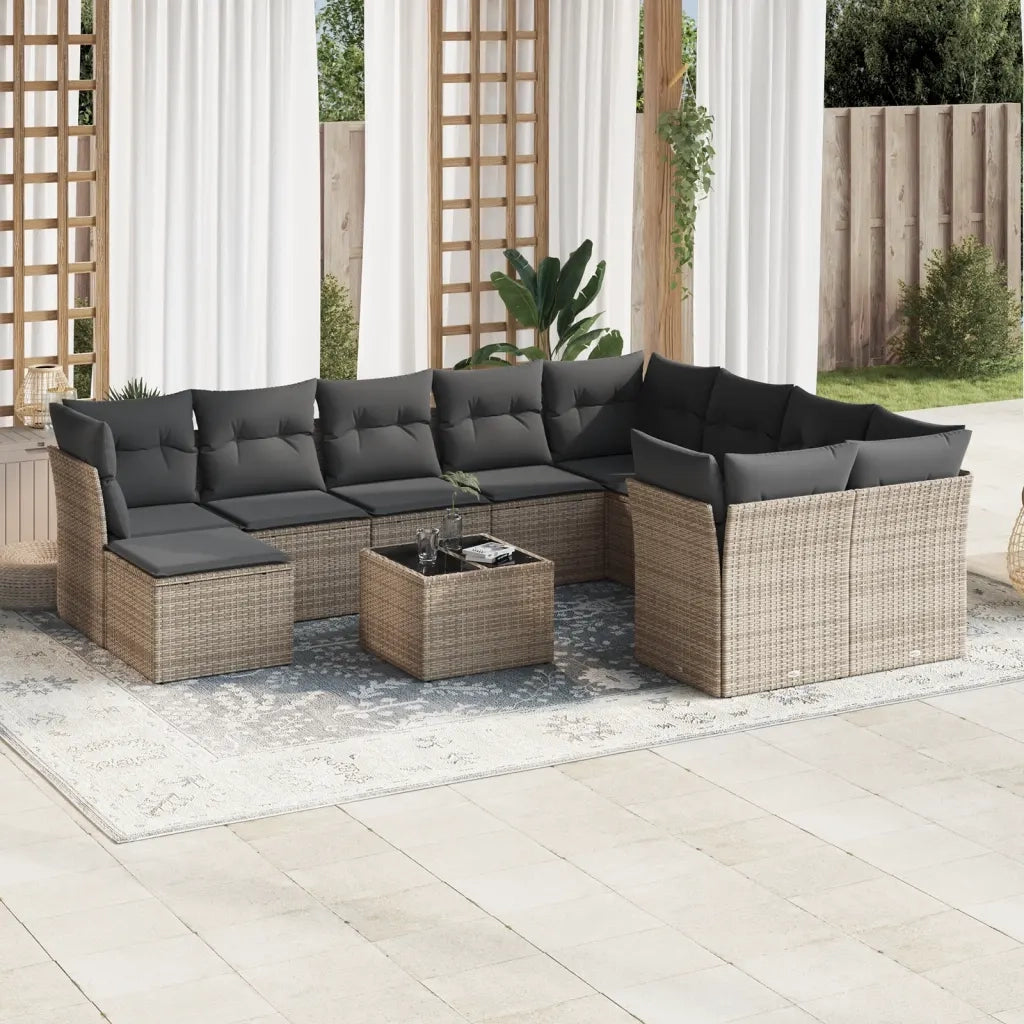 Set Divani da Giardino 11 pz con Cuscini in Polyrattan Grigiocod mxl 111485