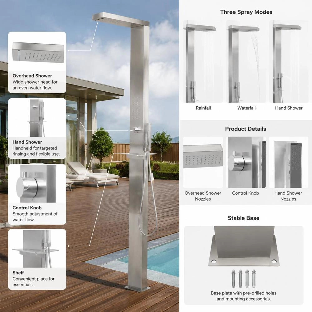 Square Stainless Steel Garden Shower
