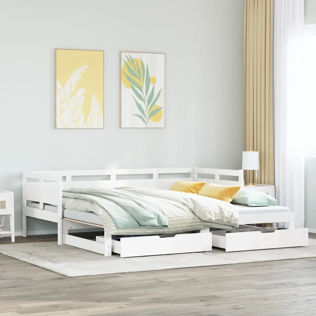 Letto Estraibile con Cassetti senza Materasso Bianco 90x200 cm 3302232