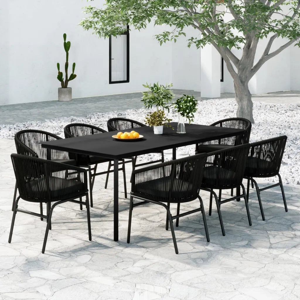 Set Mobili da Pranzo da Giardino 9 pz con Cuscini Nero cod mxl 38725