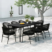 Set Mobili da Pranzo da Giardino 9 pz con Cuscini Nero cod mxl 38725