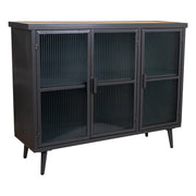 Credenza in metallo nero e legno 102x33x79,5h