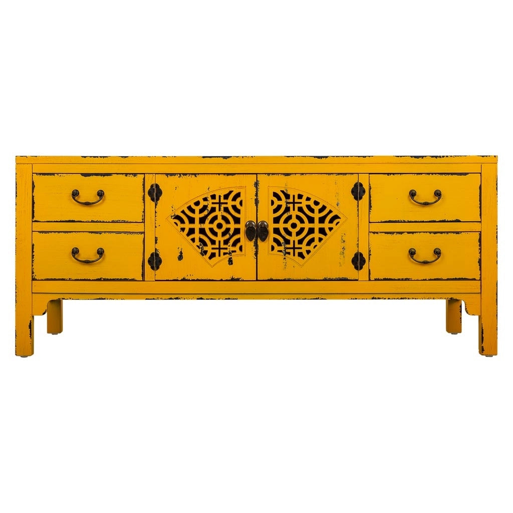 Credenza in legno gialla 120x40x50