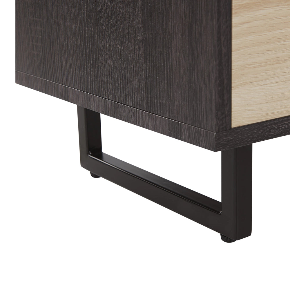 Mobile TV in legno scuro e chiaro TV fino a 65ʺ Scaffali di contenitore Cassetti Gestione dei cavi