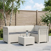 Divano da Giardino 4 Posti con Cuscini Aspetto Rattan PP Bianco 3443973