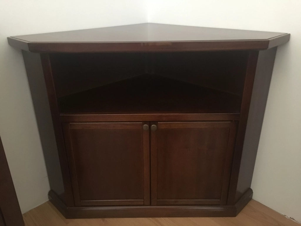 Porta tv in legno arte povera ad angolo tinta noce 72x63xh80 (376) - Mobili 2G