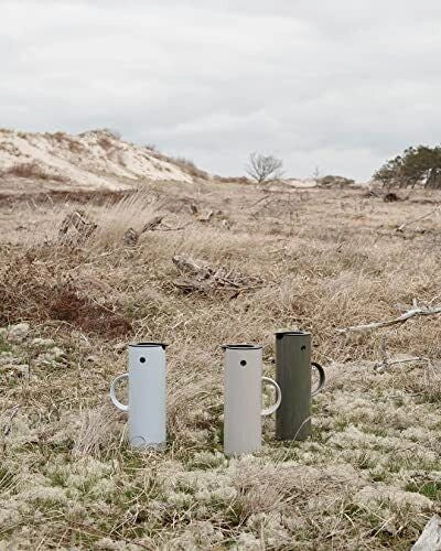 Stelton EM77 HELLGRAU EM77 Termos e Recipiente Isotermico 1 L in Vetro e ABS con Chiusura a Scatto e Tappo a Bilanciere colore Grigio