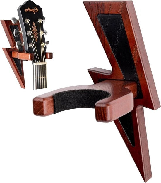 Wandhouder Rock Style per Chitarra con Beugel per Parete - Display per Chitarra - Adatto per tutte le misure di Chitarra - Acustica Classica Basso Elettrico - Chitarra da Parete con Beugel in Noce