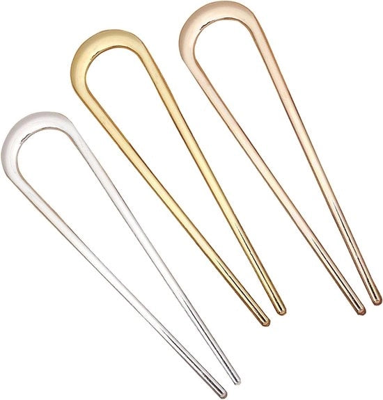 Spine metalliche francesi a forma di U per capelli spessi - Spine per capelli decorativi in metallo per donne e ragazze con capelli lunghi (oro)