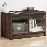 Mobile Porta TV con Ante in Vetro Rovere Marrone 68x37x42 cmcod mxl 111015