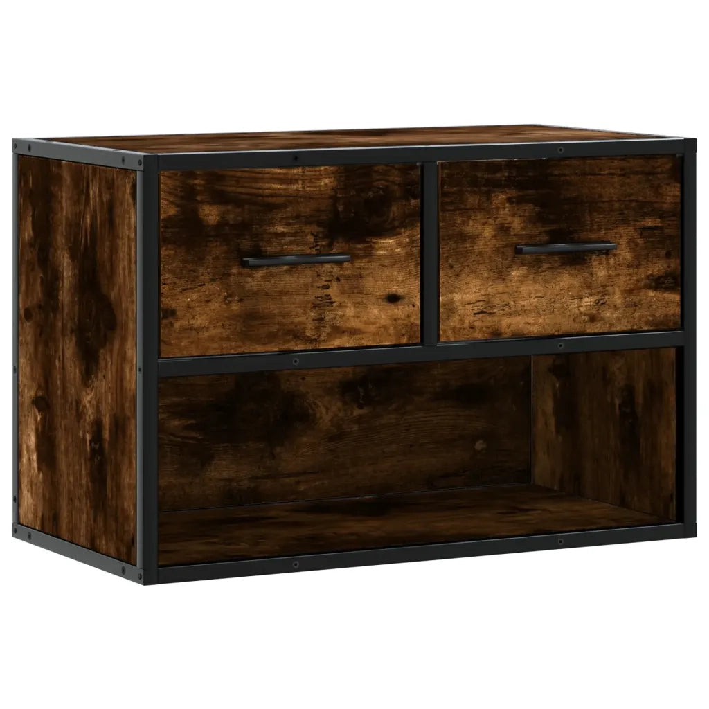 Mobile Porta TV Rovere Fumo 60x31x39,5 cm in Legno e Metallo
