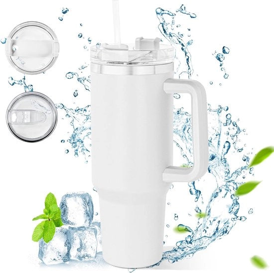 Termos doppio strato con Rietje e manico - 1180 ml - Acciaio Inossidabile - Ideale per Auto e Viaggi