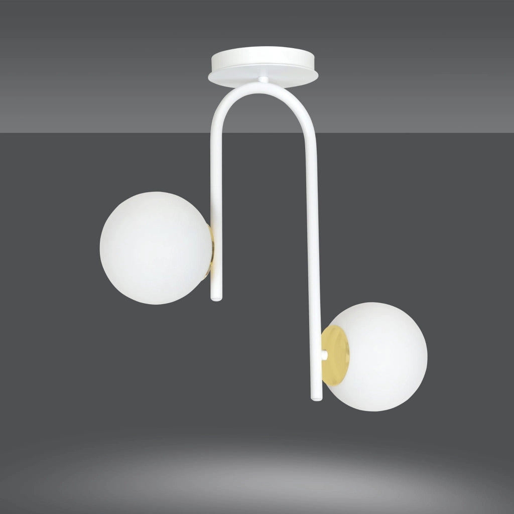 Plafoniera Emibig Ragnar 2 bianco oro vetro 2xE14 46cm