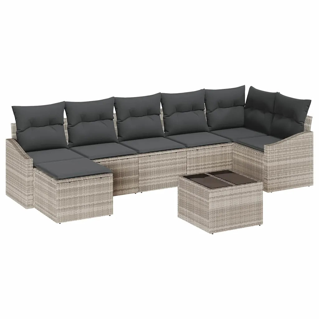 Set di divani con cuscino 8 pcs Grigio chiaro polyrattan 3346822