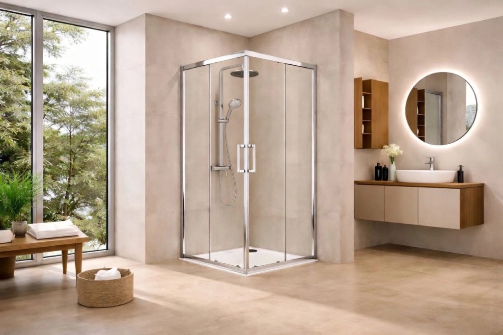 Box doccia angolare 70x100 cm con ante scorrevoli in cristallo temperato 6mm H 190cm LILIA - Cromato Lucido