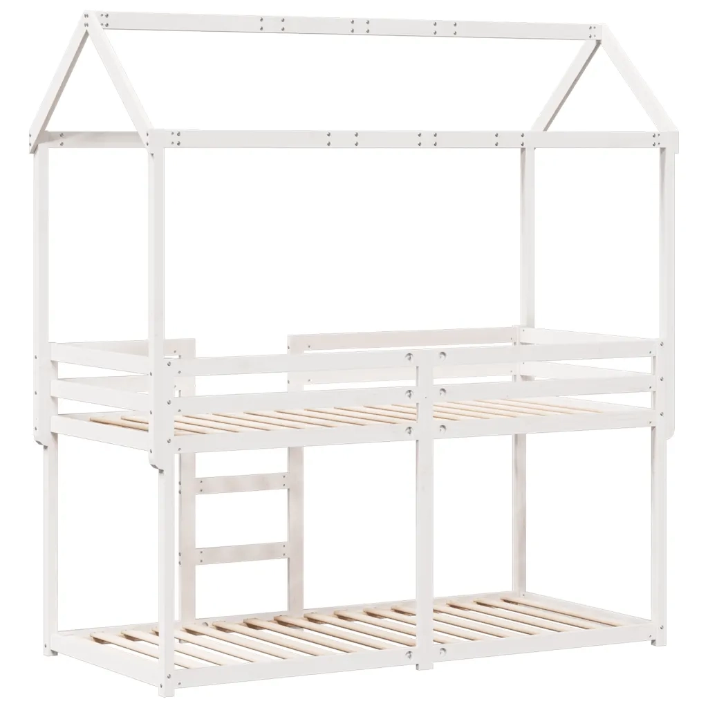Letto a Castello senza Materasso Bianco 90x190cm Massello Pino 3282128