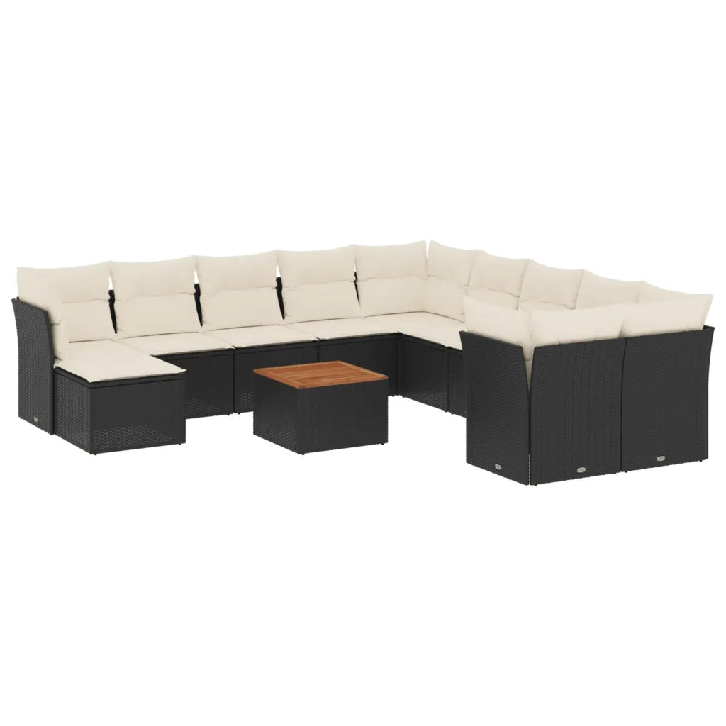 Set Divani da Giardino 12 pz con Cuscini Nero in Polyrattancod mxl 90498